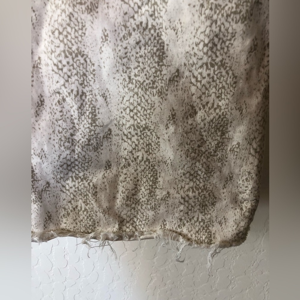 Paige Anthropologie Aideen Denim Mini Skirt, White animal print, snake print•30 - Picture 9 of 15